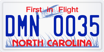 NC license plate DMN0035