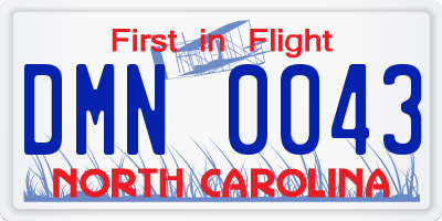 NC license plate DMN0043