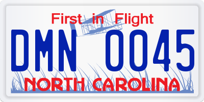 NC license plate DMN0045