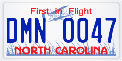 NC license plate DMN0047