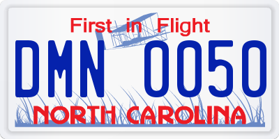 NC license plate DMN0050