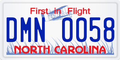 NC license plate DMN0058