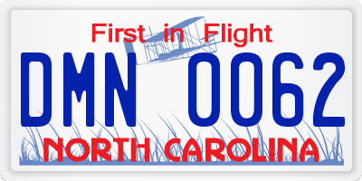 NC license plate DMN0062