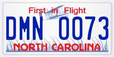 NC license plate DMN0073