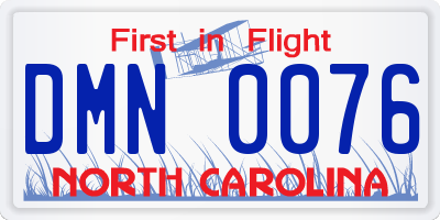 NC license plate DMN0076