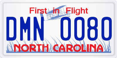 NC license plate DMN0080