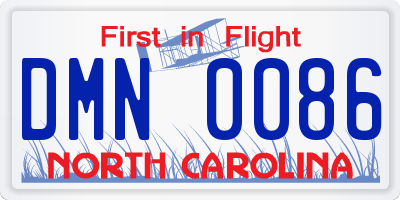 NC license plate DMN0086