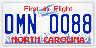 NC license plate DMN0088