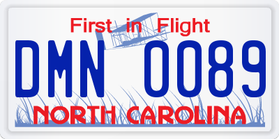 NC license plate DMN0089