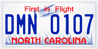 NC license plate DMN0107