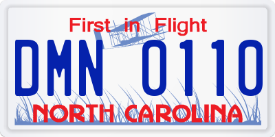 NC license plate DMN0110