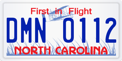 NC license plate DMN0112