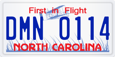 NC license plate DMN0114