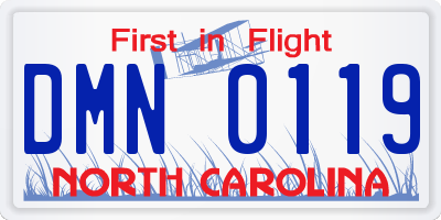 NC license plate DMN0119