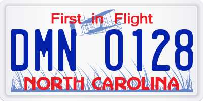 NC license plate DMN0128