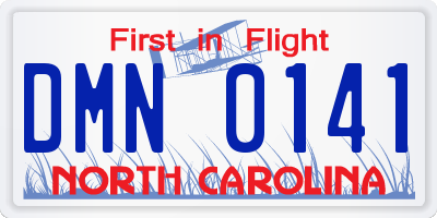 NC license plate DMN0141