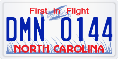 NC license plate DMN0144