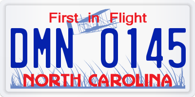 NC license plate DMN0145