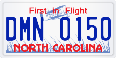 NC license plate DMN0150