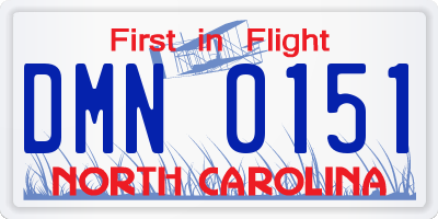 NC license plate DMN0151