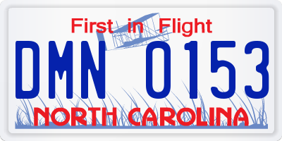 NC license plate DMN0153