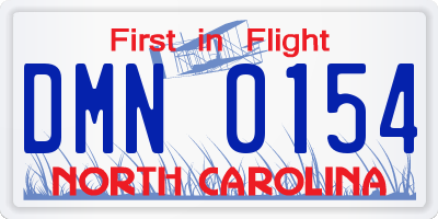 NC license plate DMN0154