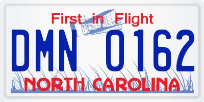 NC license plate DMN0162