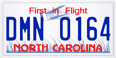 NC license plate DMN0164
