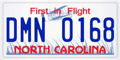 NC license plate DMN0168