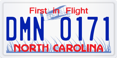 NC license plate DMN0171