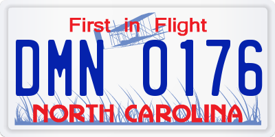 NC license plate DMN0176