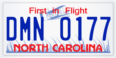 NC license plate DMN0177