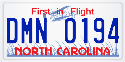 NC license plate DMN0194
