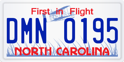 NC license plate DMN0195