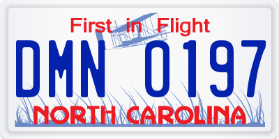 NC license plate DMN0197