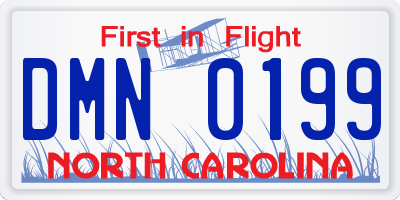 NC license plate DMN0199