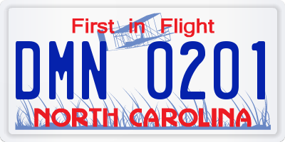 NC license plate DMN0201