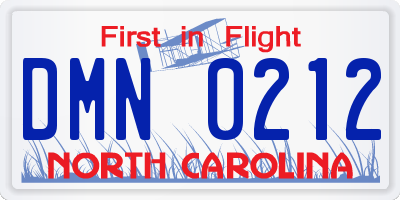 NC license plate DMN0212