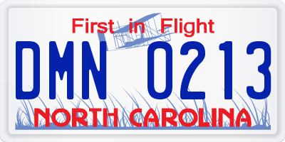 NC license plate DMN0213