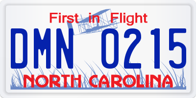 NC license plate DMN0215