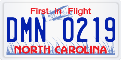 NC license plate DMN0219