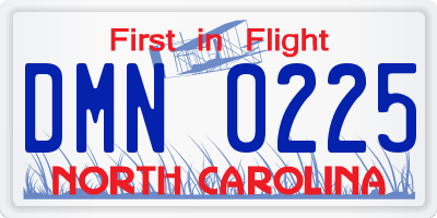 NC license plate DMN0225