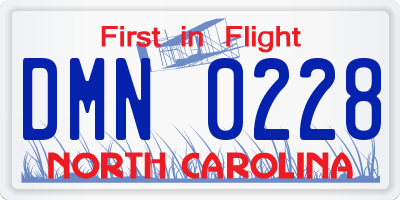 NC license plate DMN0228