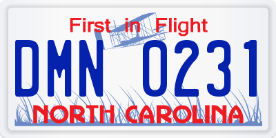 NC license plate DMN0231