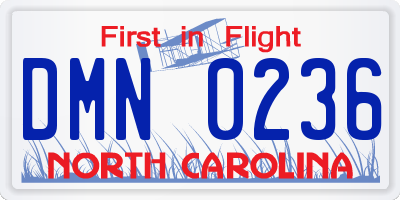 NC license plate DMN0236