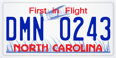 NC license plate DMN0243