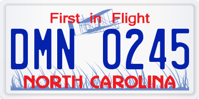 NC license plate DMN0245