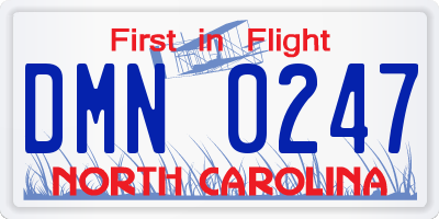 NC license plate DMN0247