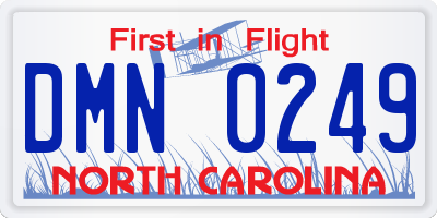 NC license plate DMN0249