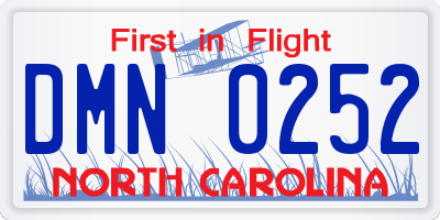 NC license plate DMN0252